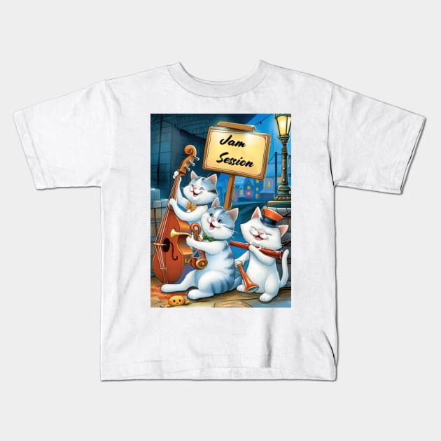 Alley Cats' Serenade Kids T-Shirt by TooplesArt